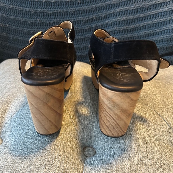 Free People Emmer whipstitched Clog Black Leather with suede strap, Size 39 - Picture 2 of 9